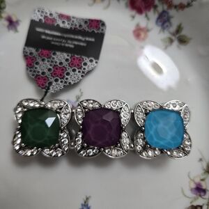 Elegant Silver and Gemstone Flower Earrings